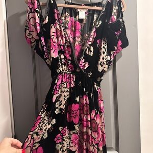 Band of Gypsies Burnout Velvet Cold Shoulder Maxi Dress - XS